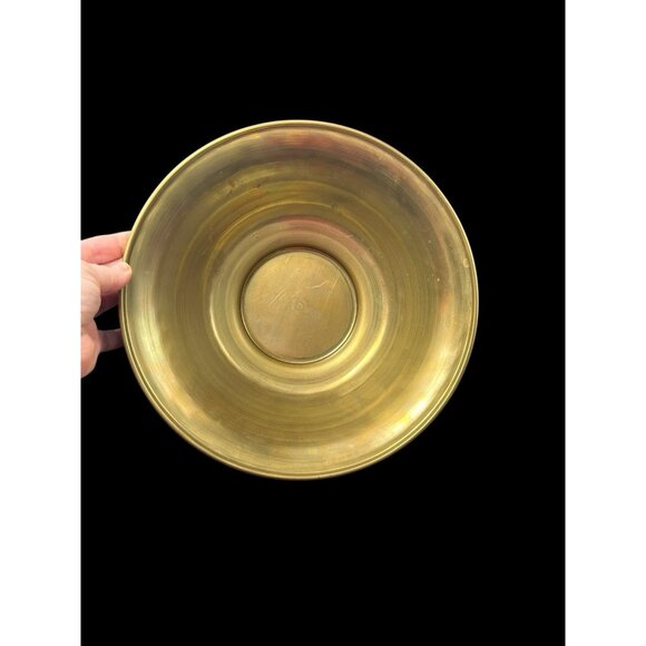 Hand Spun Brass Pedestal Bowl Jack Davis 1989 Rolled Edge Metales Casados 10"x4" - Picture 4 of 12